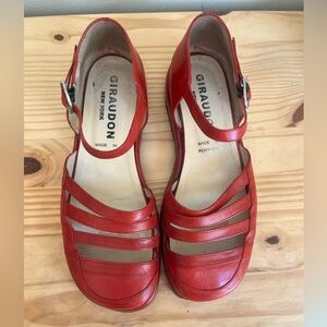 Giraudon Red Mary Janes made in Portugal